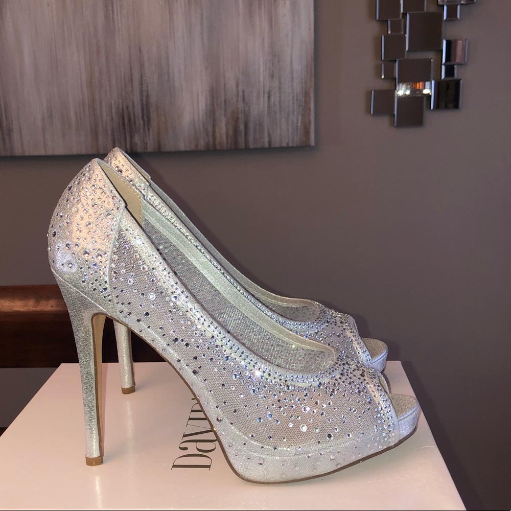 Silver embellished heels